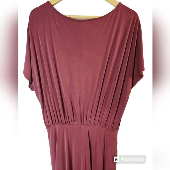 Anthropologie Moulinetter Soeurs Twisted Burgandy Jersey Dress Short Sleeve Sz M - Picture 3 of 11